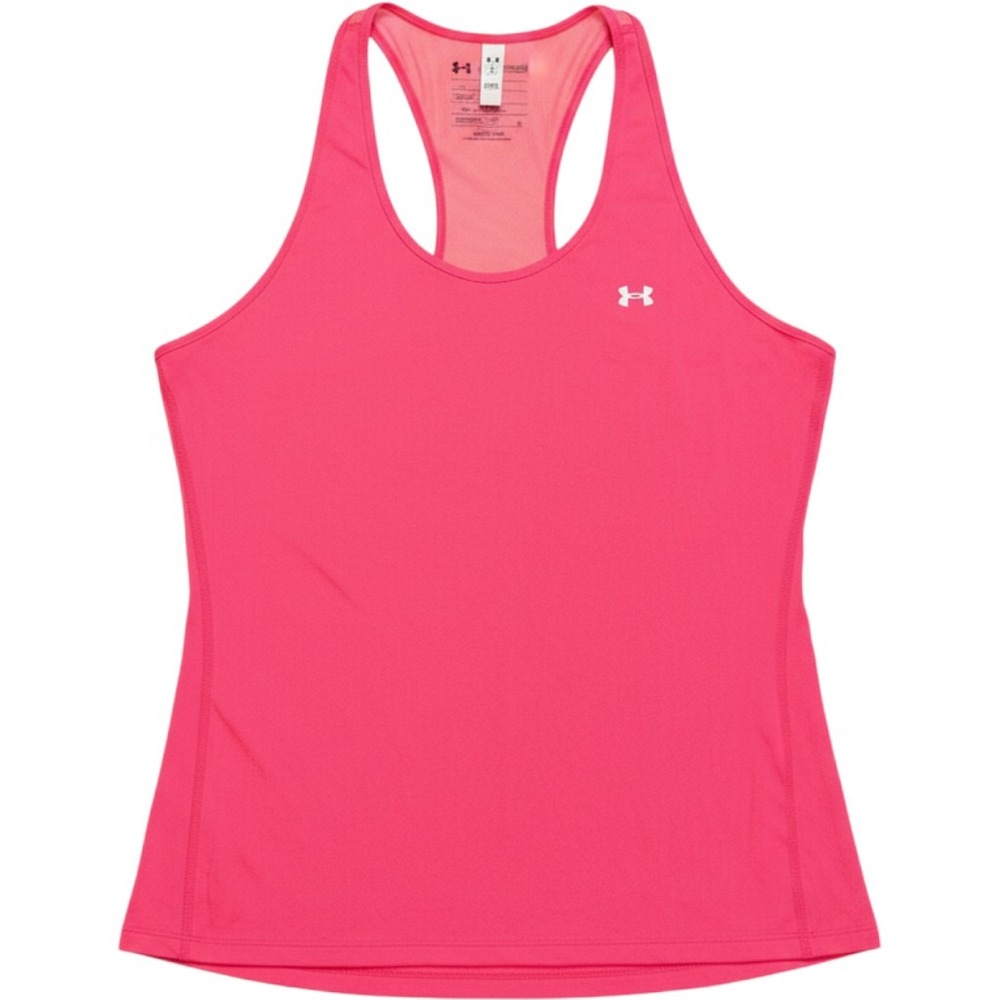 Under Armour Womens HeatGear Racerback Tank Top Barbiecore Pink Mesh Back XL